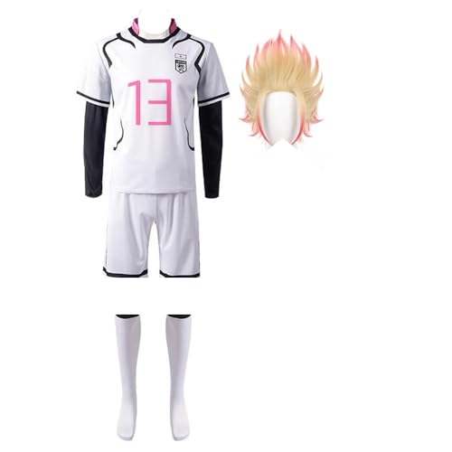 Jiumaocleu Anime Itoshi Sae Cosplay Kostüm, Shidou Ryuusei Jersey/Yukimiya Kenyuu Kostüm Fußball Trikot Trainingsanzüge Uniform Komplettes Set für Rollenspiel Halloween, Shidou Ryuusei + Perücke, S Jiumaocleu Anime Itoshi Sae Cosplay Kostüm, Shidou Ryuusei Jersey/Yukimiya Kenyuu Kostüm Fußball Trikot Trainingsanzüge Uniform Komplettes Set für Rollenspiel Halloween, Shidou Ryuusei + Perücke, S von Jiumaocleu