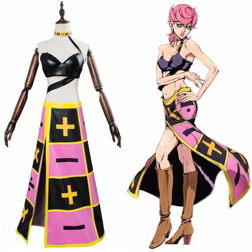 Jiumaocleu Anime JJBA Trish Una Cosplay Kostüm Outfits Anzüge mit Perücke Komplettes Set von Dress Up Uniform für Halloween Karneval Party von Jiumaocleu