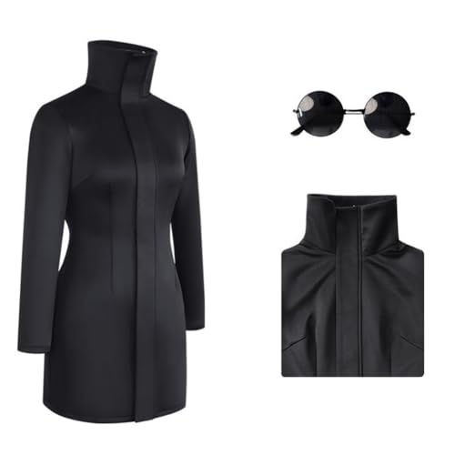 Jiumaocleu Anime JJK Gojo Satoru Cosplay Kostüm mit Sonnenbrille für Damen, Frauenversion Gojo Satoru Cosplay Kleid Outfits Komplettes Set Verkleidung Kostüm für Halloween Karneval Party von Jiumaocleu