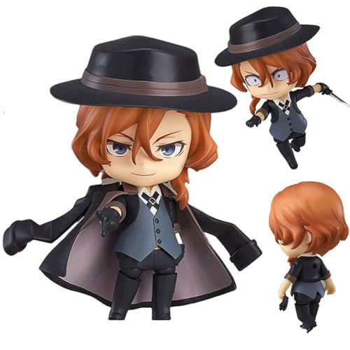 Jiumaocleu Bungo Stray Dogs Figur Statue Nakahara Chuuya Actionfigur Q Ver Anime BSD Figur Sammelfigur Niedliche Handgefertigte Desktop Dekoration für Fans von Jiumaocleu