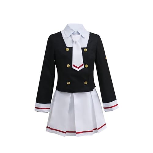 Jiumaocleu Cardcaptor Cosplay Uniform Kinomoto Cosplay Daidouji Tomoyo Cosplay Matrosenanzug Uniformen Li Syaoran Kostüm Komplettes Set Anime Cosplay Prop für Party von Jiumaocleu