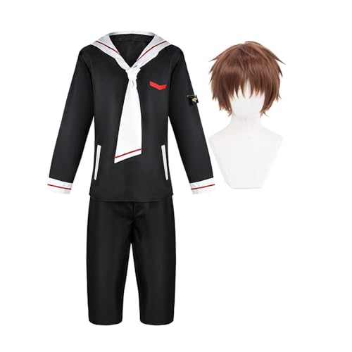 Jiumaocleu Cardcaptor Cosplay Uniform Kinomoto Cosplay Daidouji Tomoyo Cosplay Matrosenanzug Uniformen Li Syaoran Kostüm Komplettes Set Anime Cosplay Prop für Party von Jiumaocleu