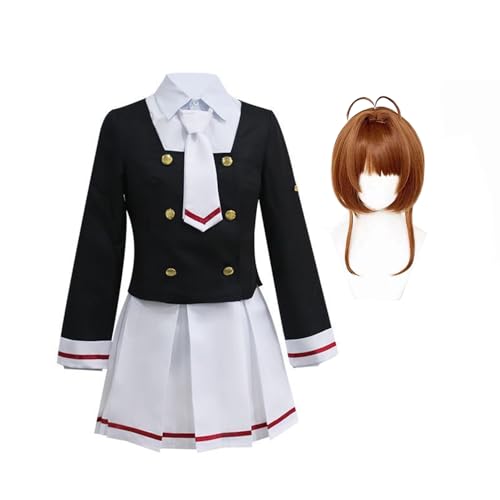 Jiumaocleu Cardcaptor Cosplay Uniform Kinomoto Cosplay Daidouji Tomoyo Cosplay Matrosenanzug Uniformen Li Syaoran Kostüm Komplettes Set Anime Cosplay Prop für Party von Jiumaocleu