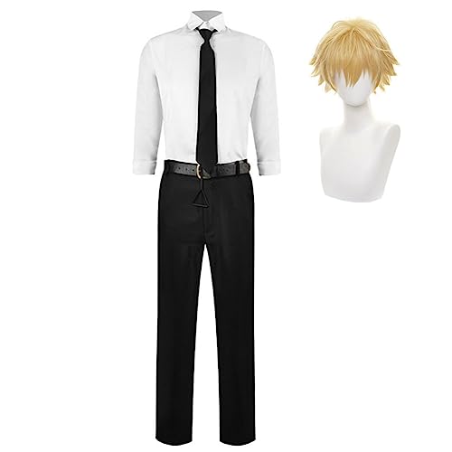 Jiumaocleu Chainsaw Man Denji Cosplay Kostüm Full Set of Anime Rollenspiel Uniform Outfit Party Kostüm Requisiten für Halloween Karneval von Jiumaocleu