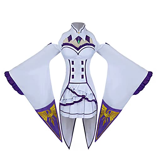 Jiumaocleu Emilia Cosplay Kostüm, komplettes Set Emilia Uniform Outfit Anzüge Kleid Kopfschmuck Ohren Socken Party Karneval Dress Up Zubehör für Mädchen von Jiumaocleu