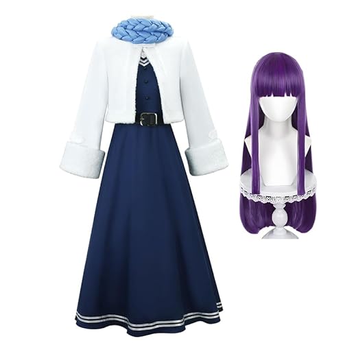 Jiumaocleu Frieren Cosplay Kostüm mit Perücke, Farn Cosplay Uniform Stark Komplettes Set Cosplay Outfits Anzug, Anime Frieren: Beyond Journey's End Cosplay Winter Kleidung von Jiumaocleu