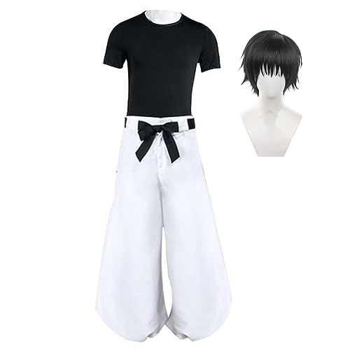 Jiumaocleu Fushiguro Toji Cosplay mit Perücke,Anime Cosplay Kostüm Full Set of Outfit Uniform, Anime Fushiguro Toji Cosplay Halloween Dress Up Anzug von Jiumaocleu