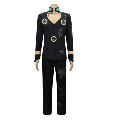 Jiumaocleu JJBA Giorno Giovanna Cosplay Kostüm Outfits Anzug mit Perücke Komplettes Set von Dress Up Uniform für Halloween Karneval Party von Jiumaocleu