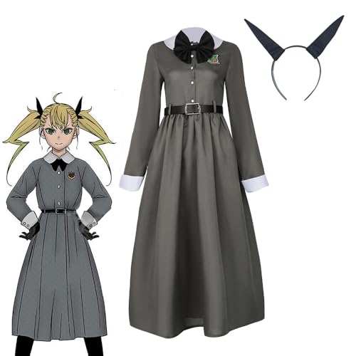 Jiumaocleu Kaiju Nr. 8 Kikoru Shinomiya Cosplay Kostüm Komplettes Set von Anime Cosplay Outfits Kleid Gürtel Kopfbedeckung Bogen Rollenspiel Requisiten für Halloween Karneval Party von Jiumaocleu