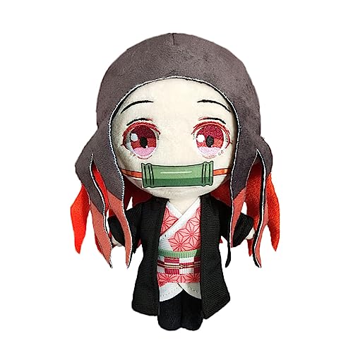 Jiumaocleu Kamado Nezuko Figure Soft Plush Pillow, 25cm Kamado Tanjiro Figure Stuffed Pillow Anime Soft Figure Hug Pillow Cushions Home Sofa Decoration Collectible von Jiumaocleu