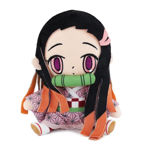 Jiumaocleu Kamado Nezuko Weiche Figur Kopfkissen, 20cm Anime Figur Wurfkissen Umarmungs Kissen Fans Sammlung, Niedliches Dekokissen für Sofa Heimdekoration von Jiumaocleu