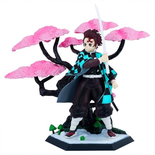 Jiumaocleu Kamado Tanjiro Figur Statue - 19cm Stehende Pose Anime Figur Kamado Tanjiro Skulptur mit Szene Basis handgefertigte Sammlerstücke Desktop Dekoration von Jiumaocleu