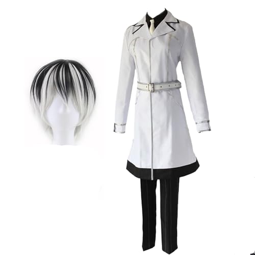 Jiumaocleu Kaneki Ken Cosplay-Kostüm mit Perücke, Anime Tokyo Ghoul Cosplay-Outfits, Jacke, Mantel, Hose, Anzug, komplettes Set für Halloween-Party von Jiumaocleu