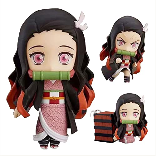 Jiumaocleu Kimetsu no Yaiba Figur Kamado Nezuko Actionfigur, 10cm Mini Anime Beweglichen Figuren Statue mit Wechselkopf und Zubehör, Auto Desktop Dekoration Sammlung Geschenke von Jiumaocleu