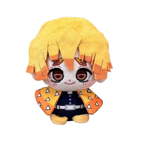 Jiumaocleu Kimetsu no Yaiba Plushies Agatsuma Zen'itsu Plüschfigur Puppe, 10 cm Anime Weiche Figur Anhänger PP Baumwolle Schlüsselanhänger Dekoration Geschenke für Fans von Jiumaocleu