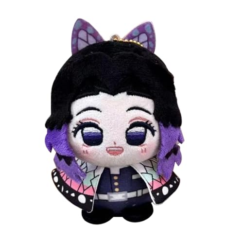 Jiumaocleu Kimetsu no Yaiba Plushies Kochou Shinobu Plüschfigur Puppe, 10 cm Anime Weiche Figur Anhänger PP Baumwolle Schlüsselanhänger Dekoration Geschenke für Fans von Jiumaocleu