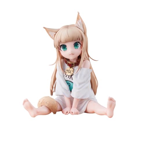 Jiumaocleu Kinako Figur Statue Modell, 14 cm Sitzende Pose Anime Actionfigur, Gesicht veränderbar, Handgemachte Sammlerstück, Desktop-Dekoration für Fans von Jiumaocleu