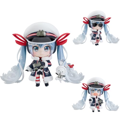 Jiumaocleu Miku Actionfigur 10cm Mini Anime Figur Miku bewegliche Figur mit Zubehör Kopf kann wechselbar niedliche handgemachte Sammlergeschenke für Fans von Jiumaocleu