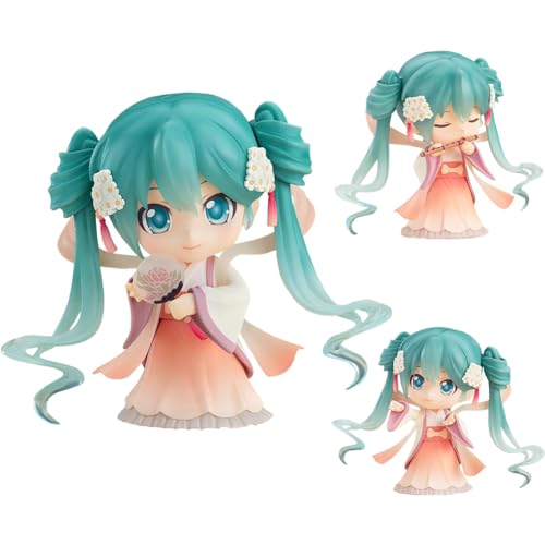 Jiumaocleu Miku Actionfigur 10cm Mini Anime Figur Miku bewegliche Figur mit Zubehör Kopf kann wechselbar niedliche handgemachte Sammlergeschenke für Fans von Jiumaocleu