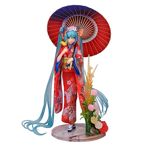 Jiumaocleu Miku Figur Statue Modell – 23 cm Kimono Rot Miku Figur Modell, Actionfigur Spielzeug Modell Handgemachtes Sammlerstück Desktop Dekoration Weihnachten Geburtstag Geschenke von Jiumaocleu