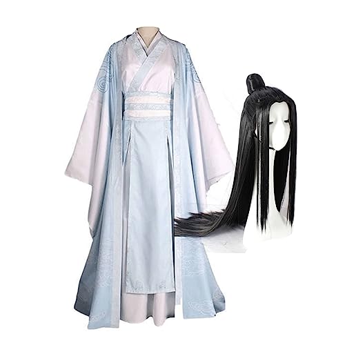 Jiumaocleu Mo Dao Zu Shi Cosplay Costume with Wig, Lan Wang ji and Wei Wu Xian Chinese Ancient Hanfu Outfits, Grandmaster of Demonic Cultivation Role Play Dress up for Halloween Party Carnival von Jiumaocleu