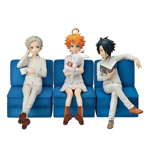 Jiumaocleu The Promised Neverland Figure Statue - Emma/Norman/Ray Figure Sofa Sitting Pose Anime Figur Modell Toys Handmade Desktop Decoration for Car Dashboard Home Office von Jiumaocleu