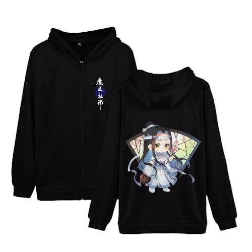 Mo Dao Zu Shi Hoodie Sweatshirt Zip Jacke LAN Wang Ji and Wei Wu Xian 3D Drucken Pullover Sweater Schwarz Hoodies Langarm mit Taschen für Kinder und Erwachsene von Jiumaocleu