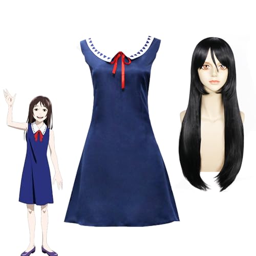 Rika Orimoto Cosplay Kostüm mit Perücke Anime JJK Cosplay Rika Orimoto Blau Kleid Uniform Outfit Komplettes Set Kostüm für Halloween Karneval Party von Jiumaocleu