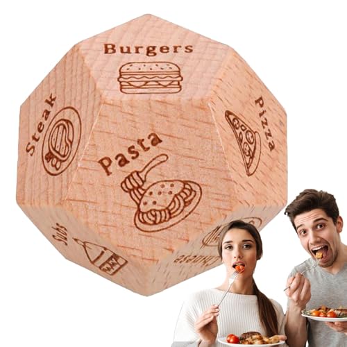 Essenswürfel für Date Night – Romantik-Entscheidungswürfel aus Holz, Liebesleben-Würfel, Chemie-Kompass-Würfel | Intimacy Adventure Spinner, 12-seitiger Dining-Choice-Würfel, wiederverwendbarer Partne von Jlobnyiun