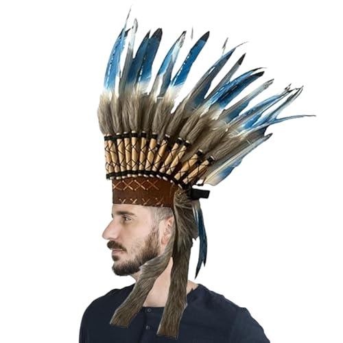 Federhut – Cosplay-Federhut, Chefhut Kostüm | Bunte Feder-Kopfbedeckung, leichter Federhut, Federkopfbedeckung im indigenen Stil, dekorative Federfrisur von Jlobnyiun