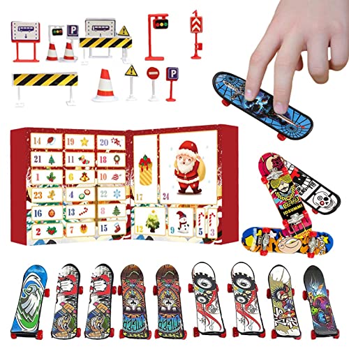 Finger-Skateboard-Kalender – 24 Tage Fingerspitzen-Bewegungs-Skate, konzentrationsfördernde Kalender für Kinder, Spiele | 24 Boxen, Türöffnung, Spielbretter, Finger-Koordination, Aufbau-Skateboard für von Jlobnyiun
