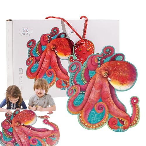 Glitzer-Bodenpuzzle, Cartoon-Puzzles für Kinder, Glitzer-Oktopus-Bodenpuzzle, Neuartiges sensorisches Spielzeug, Entwicklungsspielzeug für Kinder für Feinmotorik und logisches Denken von Jlobnyiun