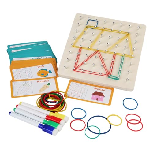 Holz-Peg-Puzzle, Nagel-Puzzle für Kinder – Manipulatives Material-Peg-Puzzle – STEM-Puzzle, Feinmotorik-Spielzeug, Nagelbrett mit Gummibändern, von Jlobnyiun