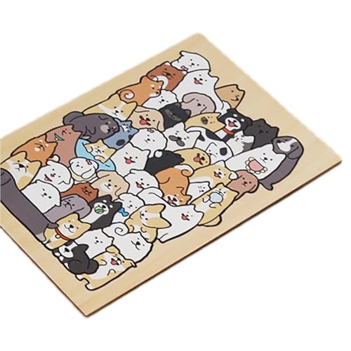 Holzpuzzles für Kleinkinder,Puzzlespielzeug in Katzenform - 50-teiliges Holz-Tier-Katzen-Puzzle-Set,Pädagogische Frühlernaktivitäten, dekorative Puzzles für kognitive Entwicklung und Spaß von Jlobnyiun