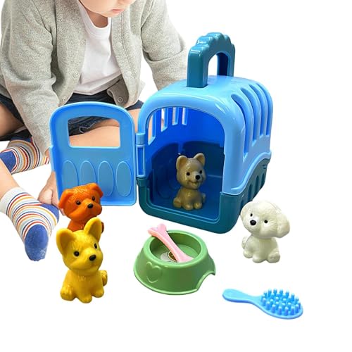 Hundespielspielzeug – Hundepflege-Spielset, 8-teiliges Hundekäfig-Spielset | Eductional Pet Pretend Educational Play Toys, interaktives Lernen, Pretend Play Toy Set, Rollenspiel Dog Grooming Toys für von Jlobnyiun