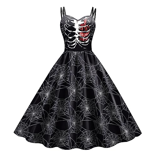 Jlobnyiun Ärmelloses Kleid für Frauen | Gothic-Cosplay-Outfits für Frauen, Karnevals-Abendkleid für Frauen für Halloween-Geschenke von Jlobnyiun