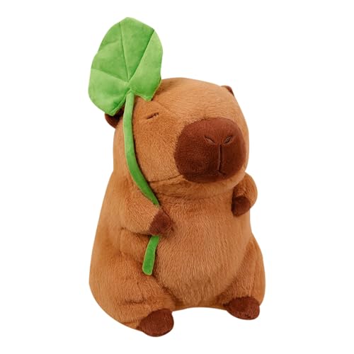 Jlobnyiun Capybara Plüschtier Capybara aus Plüsch – Capybara niedlich mit Blättern Plushie Doll | Niedliches Plüschspielzeug, Capybara aus weichem Plüsch für und Mädchen von Jlobnyiun