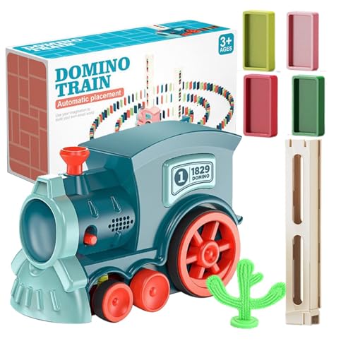 Jlobnyiun Domino-Spielzug, Domino-Zug, kreatives elektrisches Stapelblockspiel für und Mädchen, stapelbares Domino-Maschinenzugspielzeug, automatisches elektrisches Spielzeug von Jlobnyiun