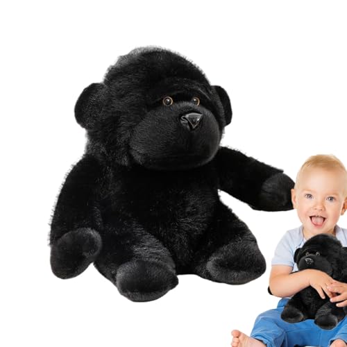 Jlobnyiun Gorilla-Plüschtier, ausgestopfter Gorilla – Schwarze Gorilla-Puppe, weiches Haustier-Plüschtier zum Schlafen, Gorilla-Plüschtier für Auto, Schlafzimmer, Sofa von Jlobnyiun