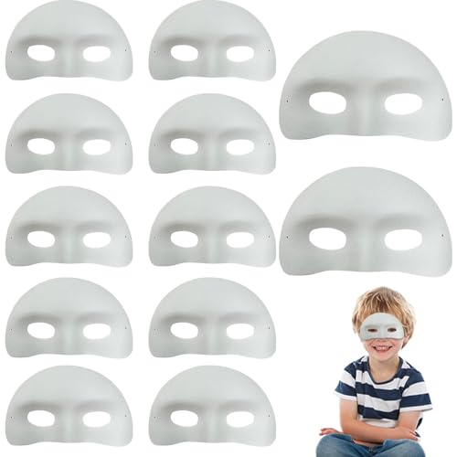 Jlobnyiun Maske zum Bemalen, Weiß, zum Bemalen – 12 handgefertigte Masken zum Dekorieren, Blanko Graffiti-Maske für Maskerade, Cosplay, Halloween- zum Dekorieren von Jlobnyiun