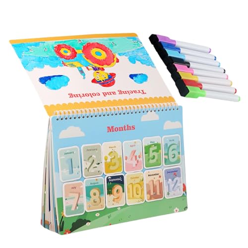 Jlobnyiun Pädagogische Stickerbücher, Stickerbuch für Kinder, Kalender Lernspielzeug, Kreative lustige Stickerbücher, Früherziehungsspielzeug zum Schreiben, Zeichnen, Spielen von Jlobnyiun