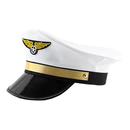 Jlobnyiun Pilotkapitän Hat, Fluggesellschaft Pilot Captain Hat, Party Cap, Adult Navy Captain Airline Hüte Verstellbar Für Männer Frauen Für Halloween -Kostümzubehör von Jlobnyiun