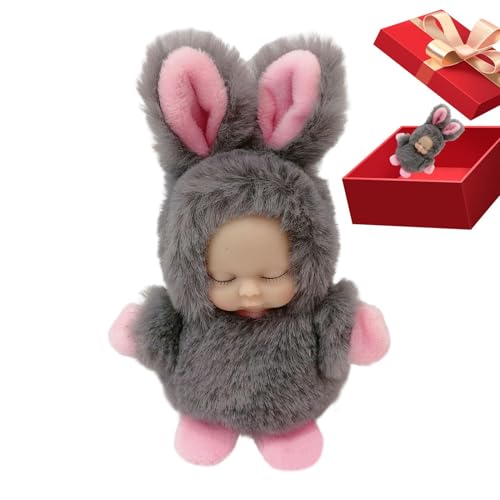 Jlobnyiun Sieht Schlüsselbund Aus, Schlafplüsch | 3,94 -inch Long Hair Sleeping Doll | Solid Plüschpuppe Als Beutelanhänger, Plüschschlüsselkette, Rucksack -Pflaster Für Die von Jlobnyiun