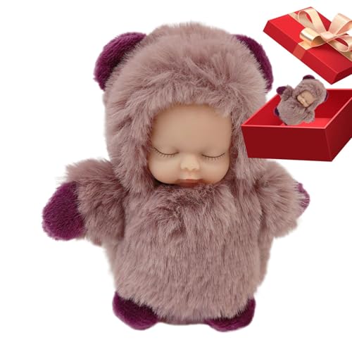 Jlobnyiun Sieht Schlüsselbund Aus, Schlafplüsch | 3,94 -inch Long Hair Sleeping Doll | Solid Plüschpuppe Als Beutelanhänger, Plüschschlüsselkette, Rucksack -Pflaster Für Die von Jlobnyiun