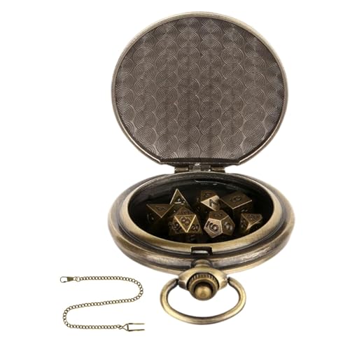 Jlobnyiun Würfelspiel mit Taschenuhr – Taschenuhr-Würfel, polyedrische Leichtmetall-Würfel | Vintage-Würfelspiel-Zubehör mit Kette für Männer und Frauen Spieler Jlobnyiun Würfelspiel mit Taschenuhr – Taschenuhr-Würfel, polyedrische Leichtmetall-Würfel | Vintage-Würfelspiel-Zubehör mit Kette für Männer und Frauen Spieler von Jlobnyiun