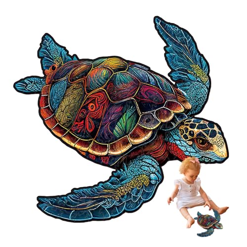 Schildkröten-Puzzle aus Holz, Meeresschildkröten-Puzzle, Holzpuzzle für Erwachsene, buntes Holzpuzzle mit unregelmäßiger Schildkrötenform für Schildkrötenliebhaber. von Jlobnyiun