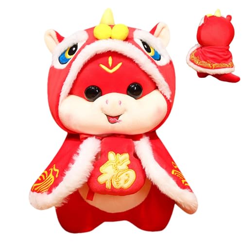 Schlangen-Plüschpuppe, Schlangen-Maskottchen-Plüschtier, traditionelles chinesisches Maskottchen, gefüllte Schlangenpuppe – chinesisches Neujahrs-Plüsch-weiches Kissen für Zuhause und Schule von Jlobnyiun