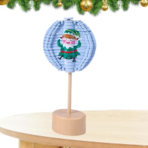 Spin Lollipop Zappelspielzeug, Holzspinner | Weihnachtsmuster-Spin-Flip-Puzzle,Zappelspielzeug aus Holz, rotierender Spiralbaum, doppelseitig für Arbeitszimmer, Kinderzimmer, Wohnzimmer von Jlobnyiun