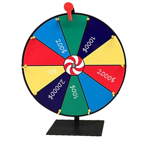 spinnings Prize Wheel – Farbiges Preisrad, Karnevalsdrehspiel | 11,8-Zoll-Rouletterad mit Ständer, unkontrollierbarer löschbarer Halterung mit 10 Gittern, Fortune-spinnings-Karnevalsspiel für Messen von Jlobnyiun