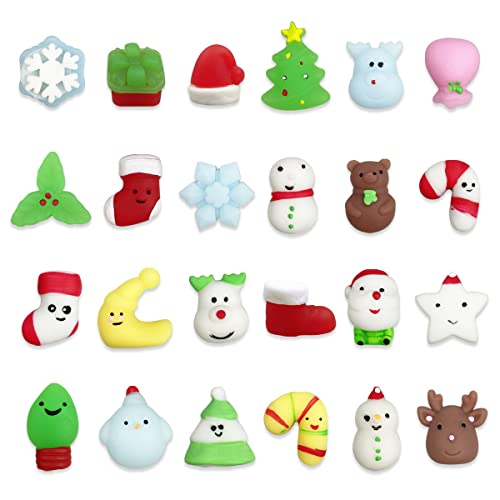 Jofan 24 Stück Weihnachts-Mochi-Quetsch-Spielzeug, Weihnachtsspielzeug, Squishies für Kinder, Mädchen, Jungen, Kleinkinder, Weihnachtsfeier, Gastgeschenke, Strumpffüller, Geschenke von JoFAN